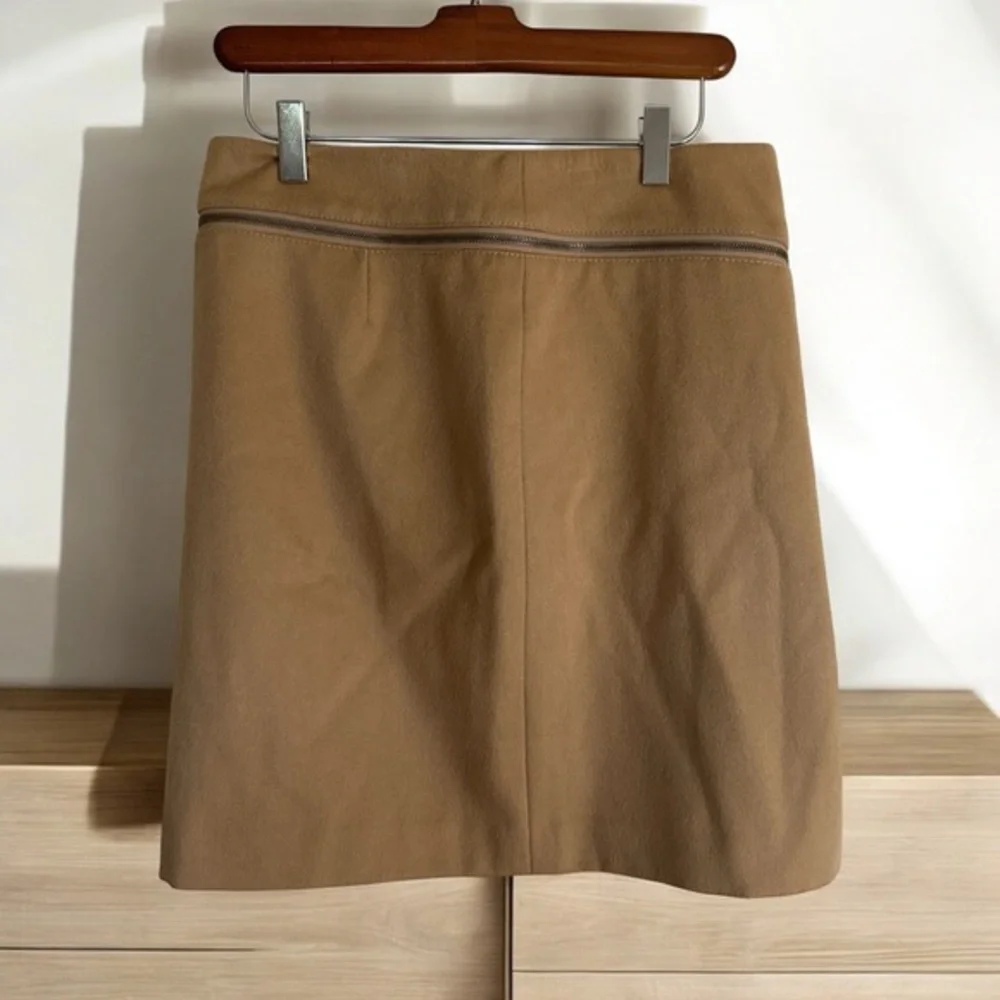Tory Burch Wool‎ Skirt Women 2 Camel Tan Zipper Detail Mini A-Line